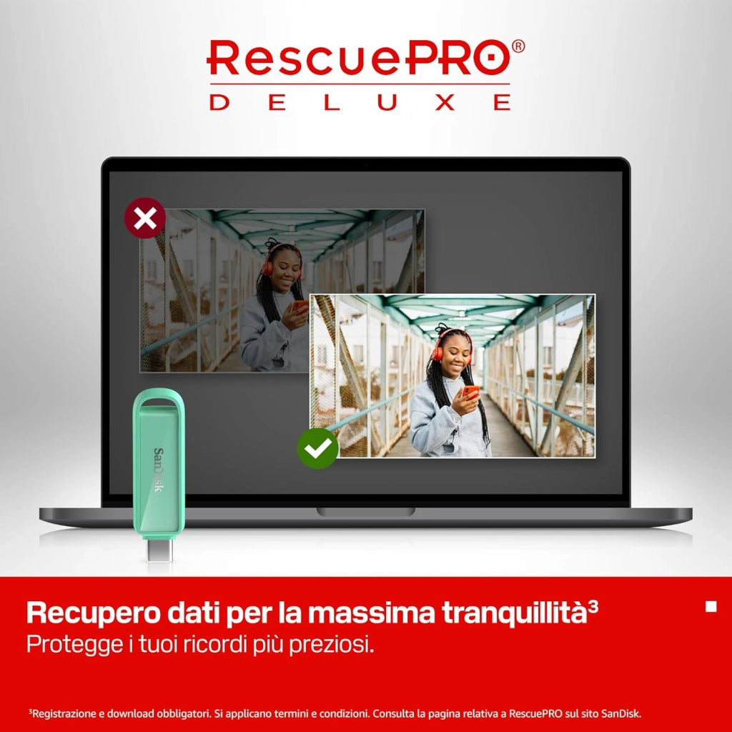 Unità per telefono con USB Type-C 1 TB (per smartphone, tablet e computer, velocità fino a 150 MB/s, backup automatic, recupero dati) - Seafoam Green
