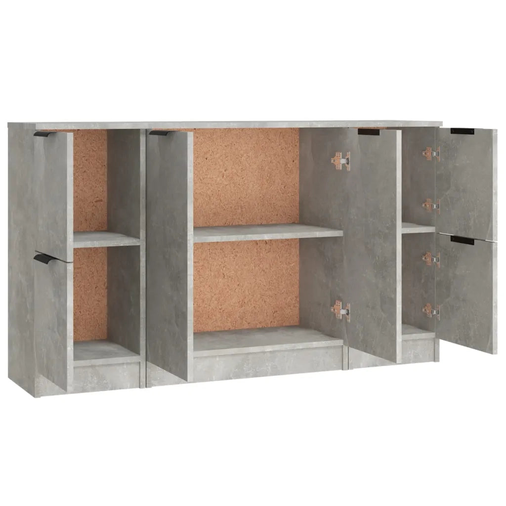 Credenze 3 pz | Madia | Buffet da pranzo | Armadio da pranzo Grigio Cemento in Legno Multistrato
