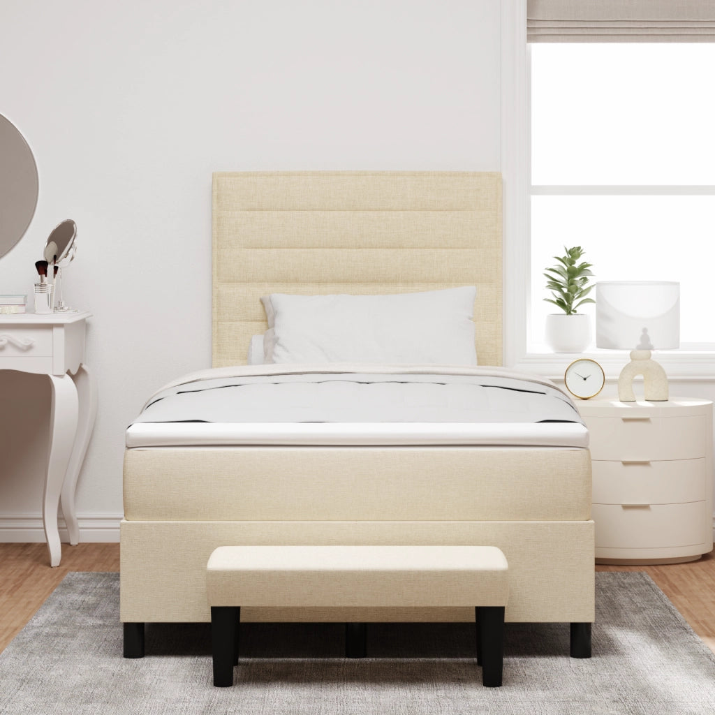 Letto con Box Spring e Materasso Crema 120x200 cm Tessuto