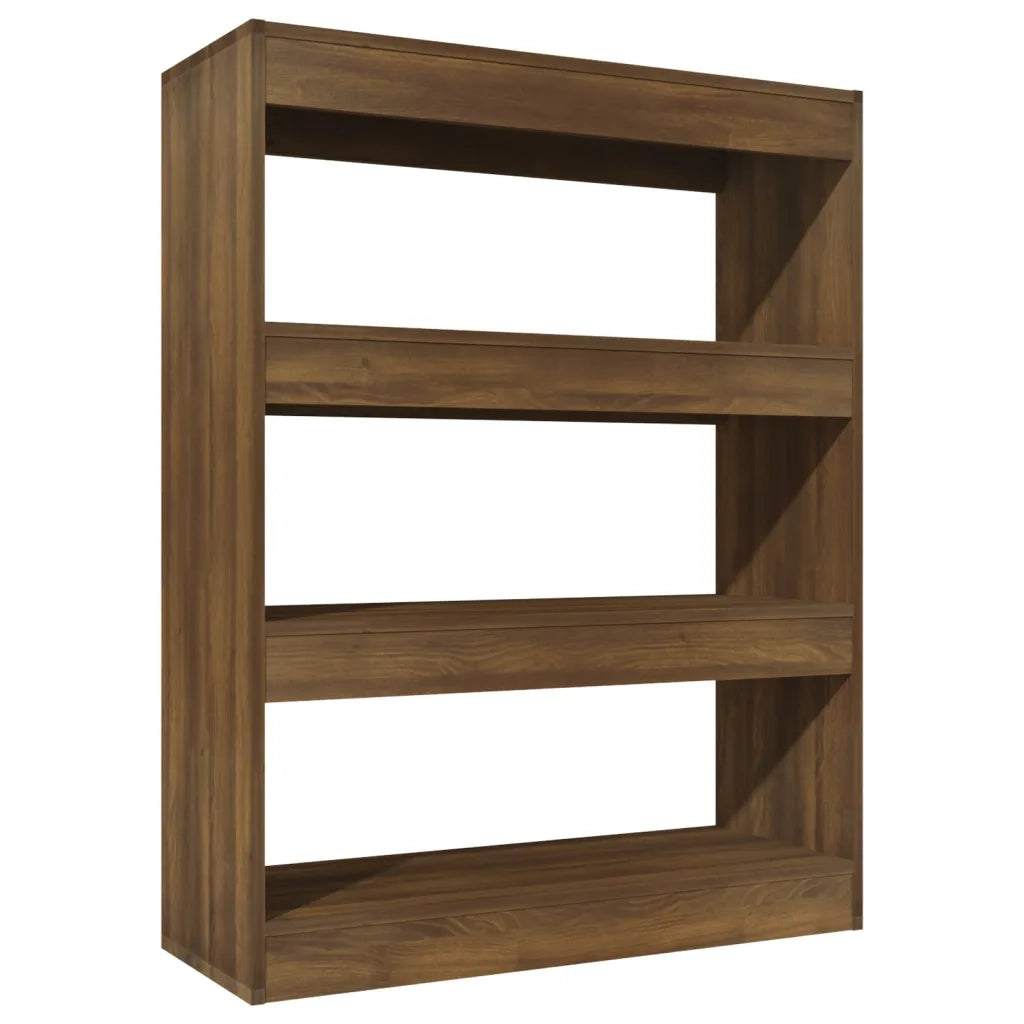 Libreria Divisorio-Scaffale per Libri-Mobile di Stoccaggio Rovere Marrone 80x30x103cm Legno Multistrato