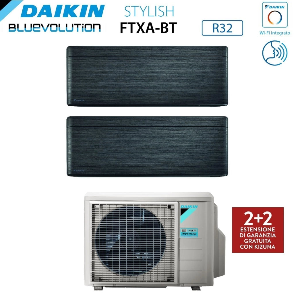 Condizionatore Dual Split Daikin Stylish Real BlackWood 9+12 con 2MXM40A R-32 Wi-Fi Integrato Legno Nero Garanzia Italiana