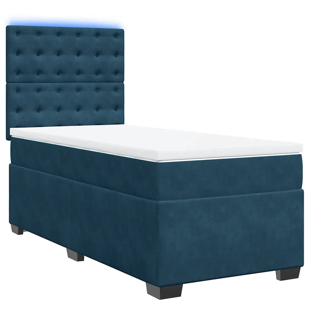 Giroletto a Molle con Materasso Blu 80x200 cm in Velluto