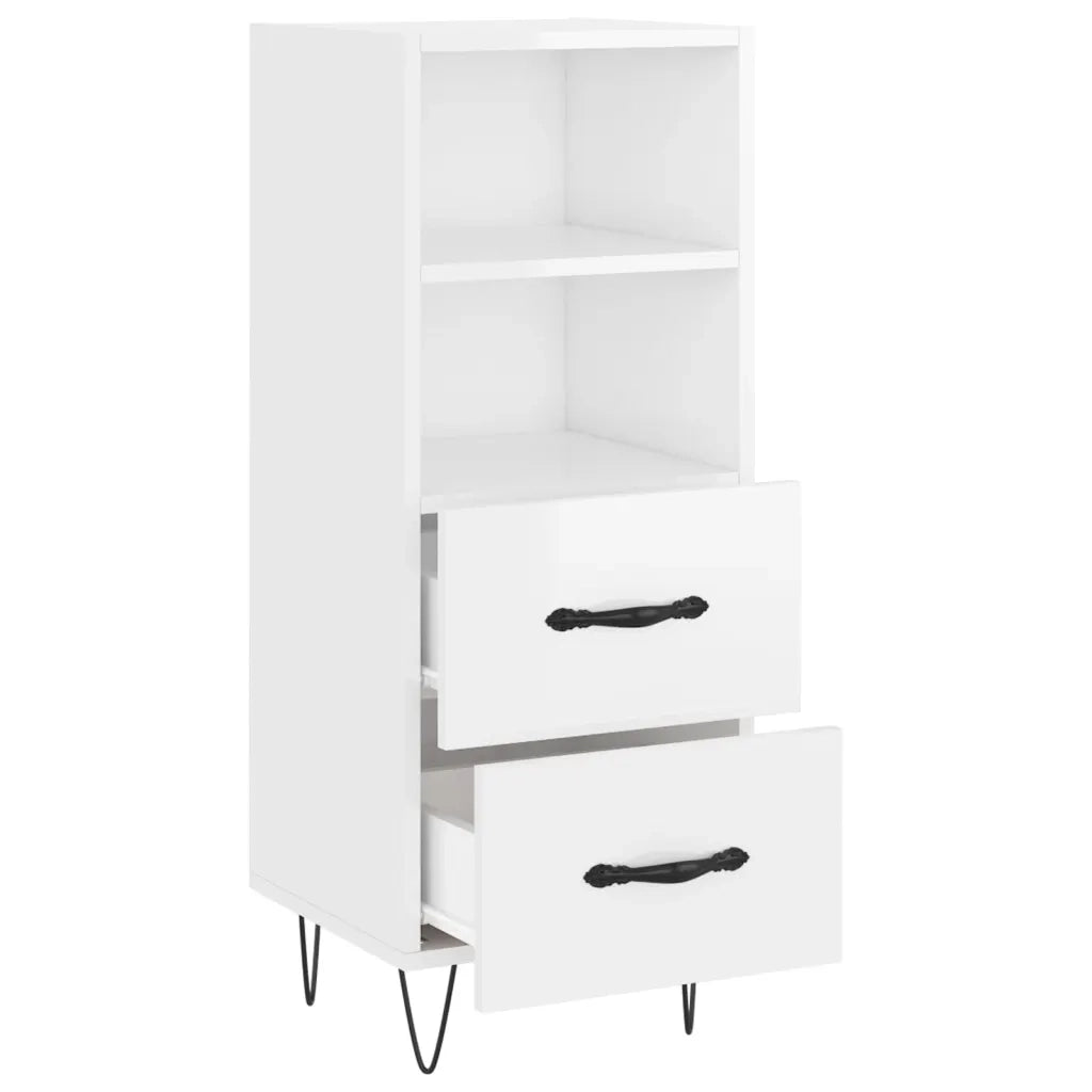 Credenza Bianco Lucido 34,5x34x90 cm in Legno Multistrato 828662