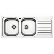Lavello incasso cucina MP1162DX acciaio116x50 cm due vasche e gocciolatoio destro EFFEZ