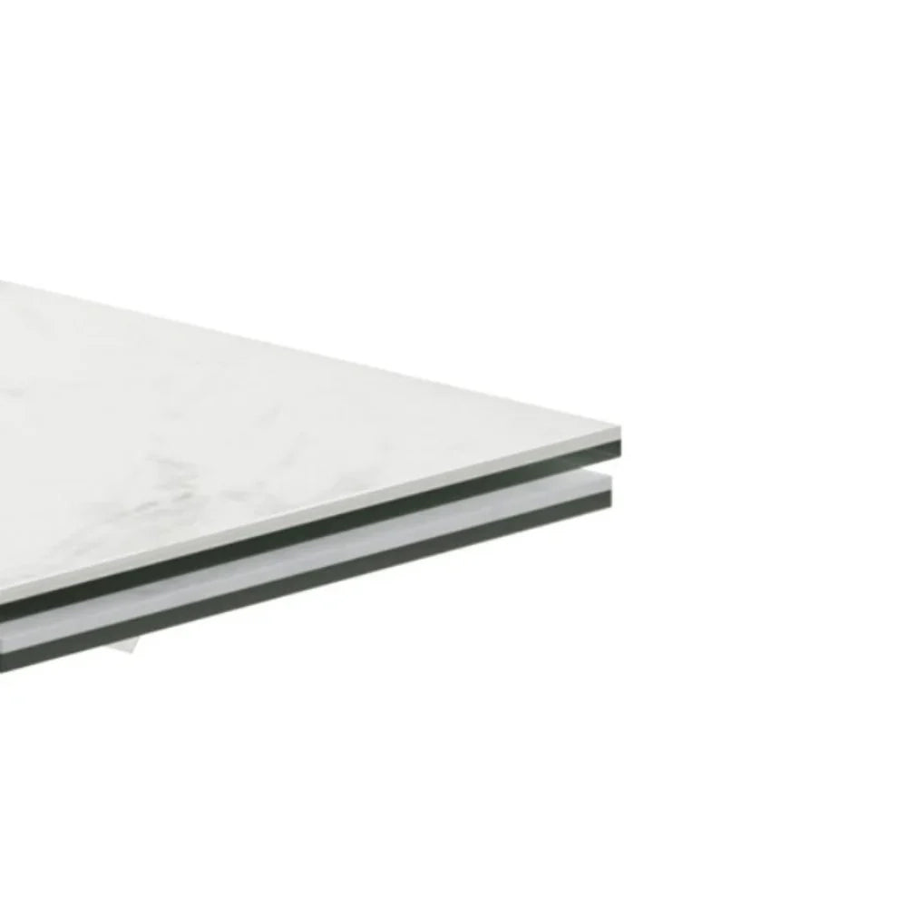Tavolo da pranzo allungabile in ceramica su vetro effetto marmo bianco Axis 160-240x90 cm fino a 10 posti | Duzzle