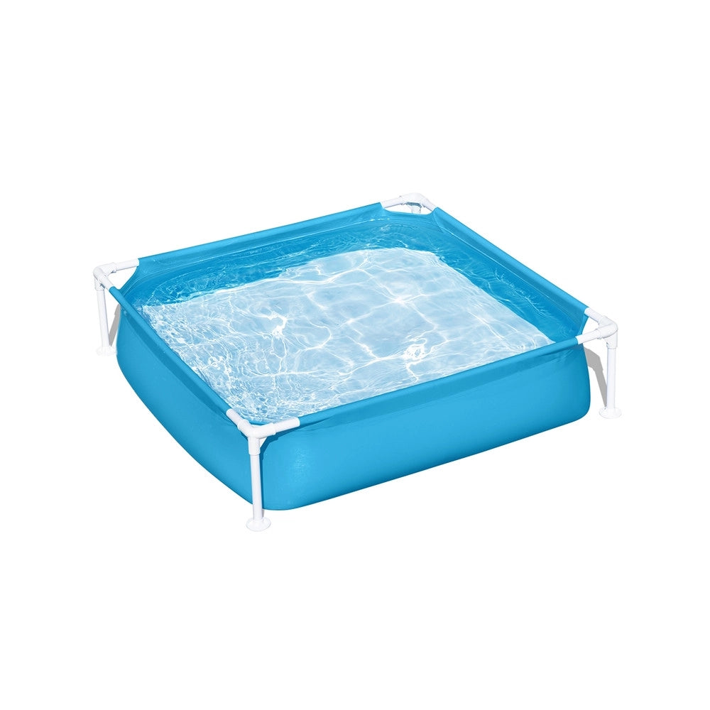 Trade Shop - Piscina Quadrata Fuori Terra Per Bambini Baby Telaio In Acciaio Blu 122 Cm 56217 -