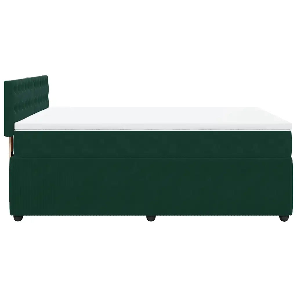 Giroletto a Molle con Materasso Verde Scuro 160x200 cm Velluto