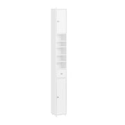 SoBuy Armadio colonna bagno, Mobile alto con 2 Ante e 1 cassetto, Mobiletto salvaspazio per Bagno, Lavanderia, WC o Cucina 20x20x180 Bianco Lucido BZR167-GW