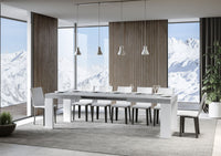 Tavolo Allungabile 160/420x90x77 cm Roxell Mix piano Cemento gambe Bianco Frassino