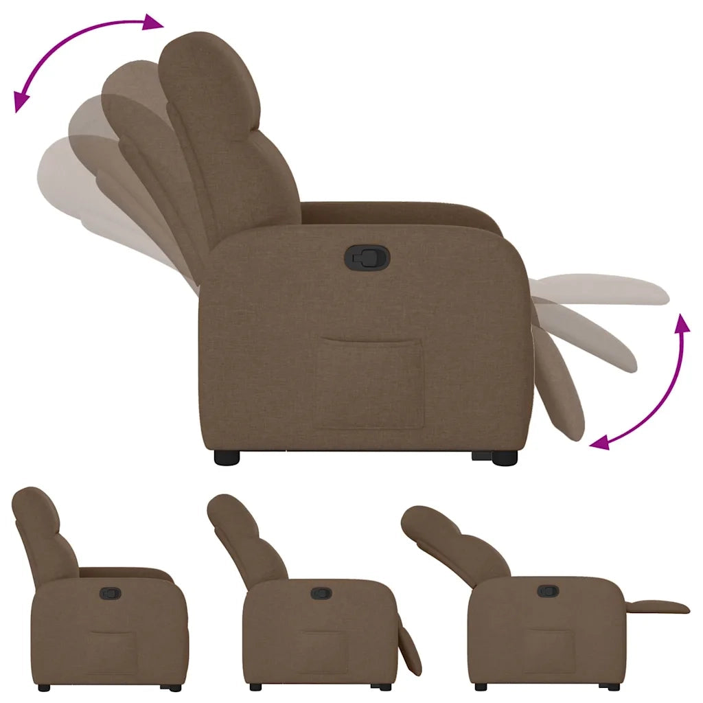 Poltrona Alzapersona Reclinabile Marrone in Tessuto 3302976