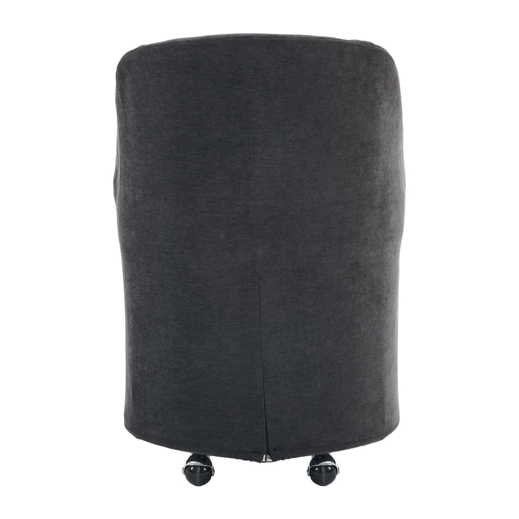 Sedia girevole imbottita in tessuto Chenille grigio, sedia da pranzo con ruote universali, schienale ergonomico, set da 2