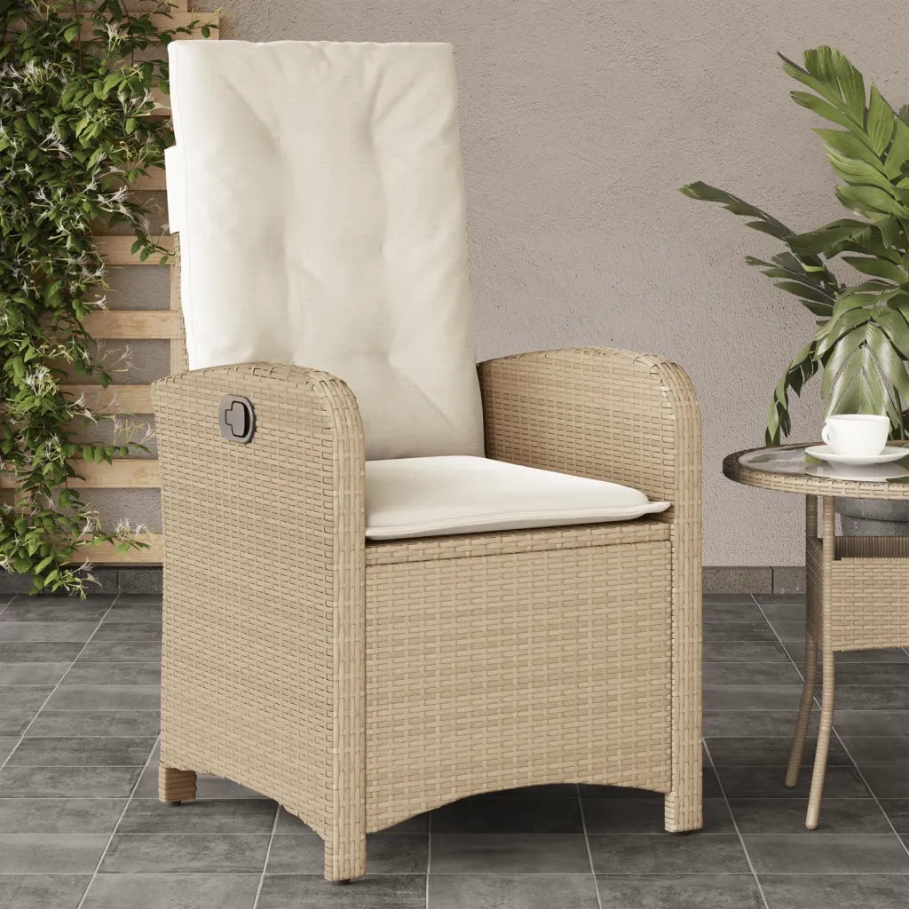 Sedie Reclinabili da Giardino 2pz con Cuscini Beige Polyrattan 365172