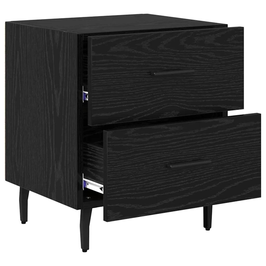 Armadio da Notte con cassetto Rovere Nero 40 x 35 x 47,5 cm