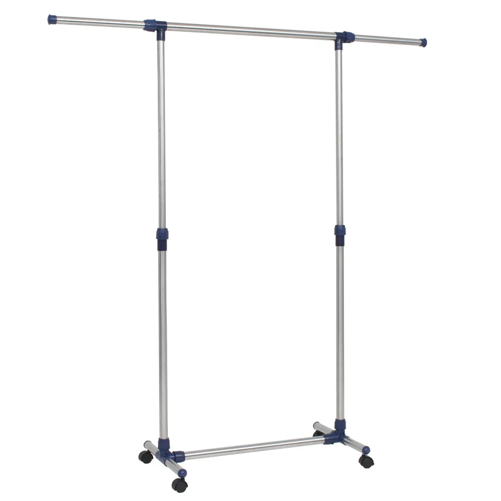 Porta Abiti Regolabile in Acciaio 165x44x150 cm Argento cod mxl 74225