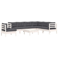 Set Divani da Giardino 8 pz con Cuscini Bianchi Legno di Pino cod mxl 44361