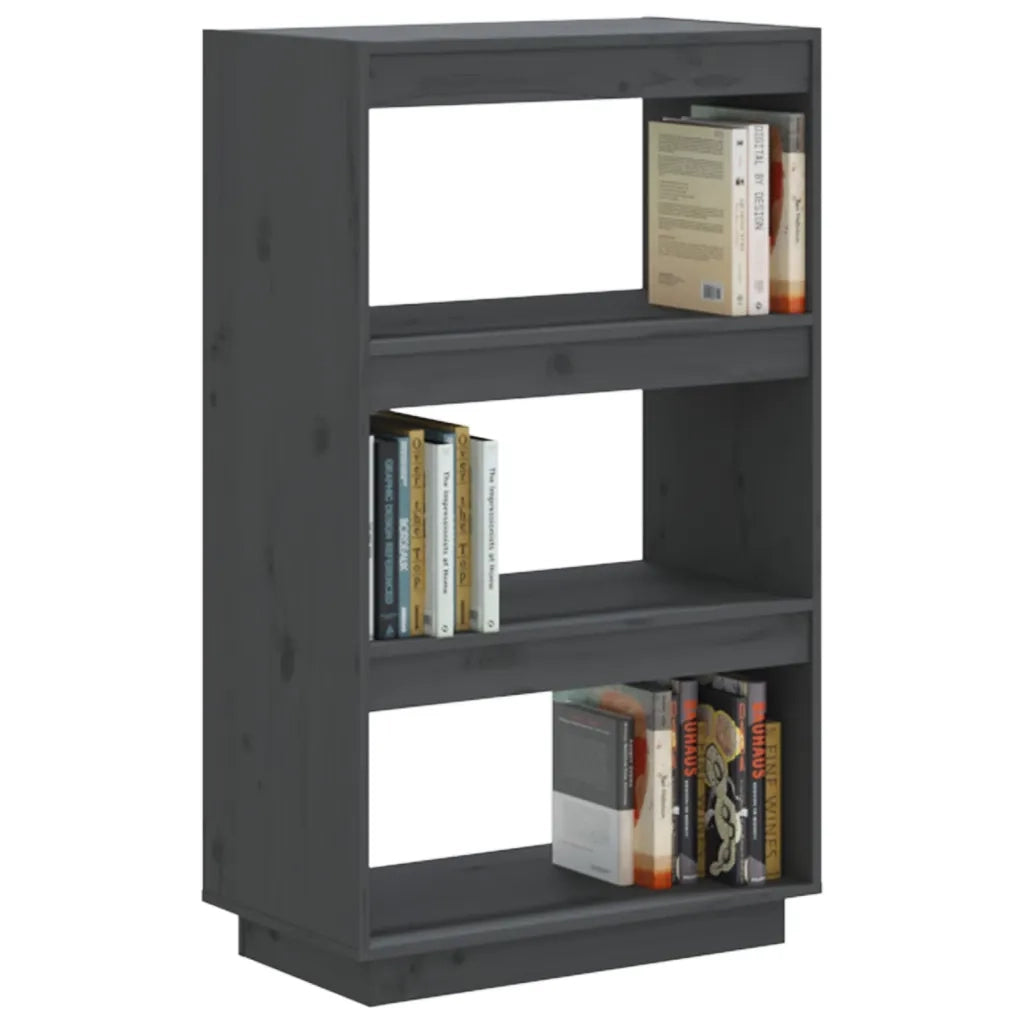 Libreria/Divisorio Grigio 60x35x103cm in Legno Massello di Pino 810866