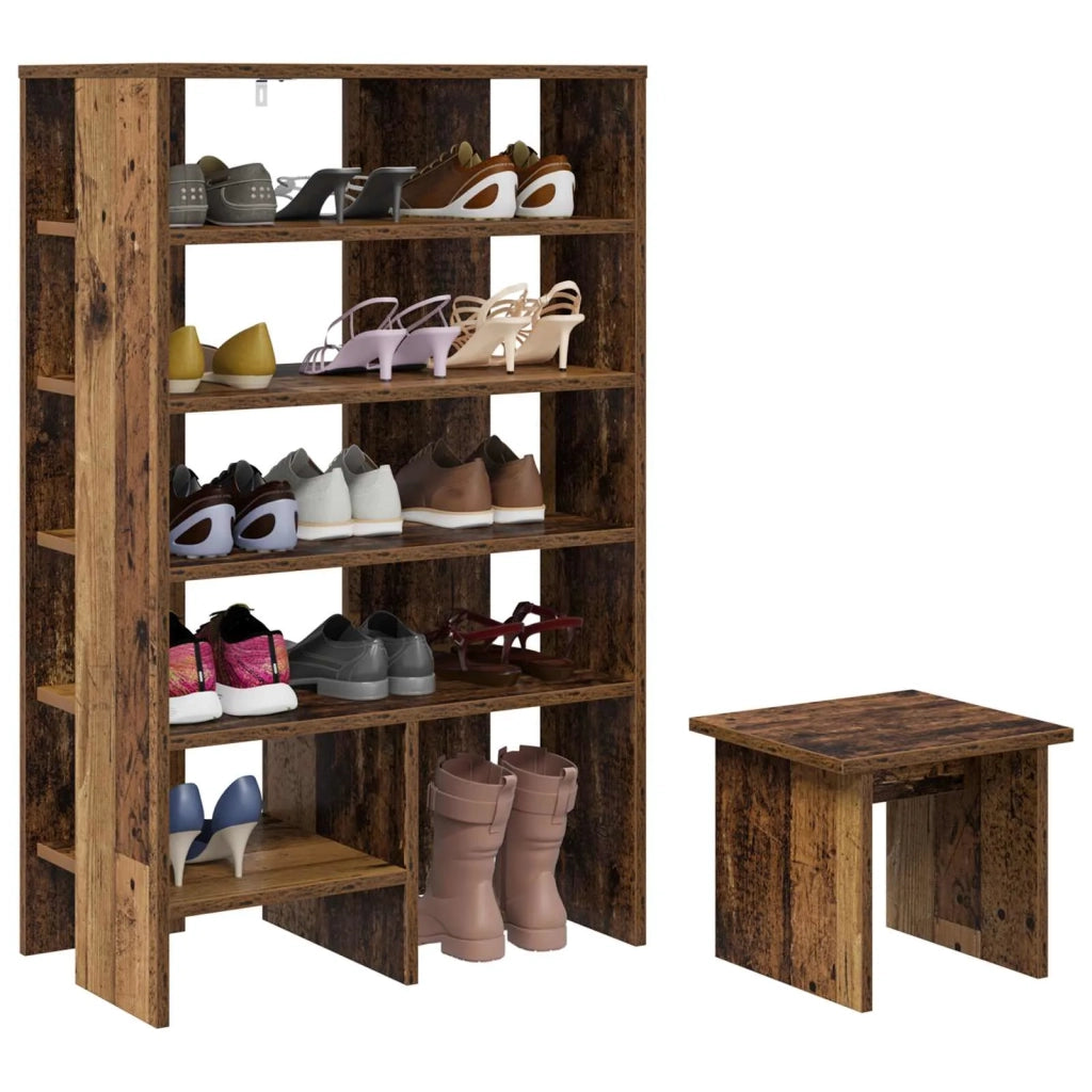 Mobile per scarpe 2 pz-Set di 2 Scarpiera Legno vecchio Legno multistrato