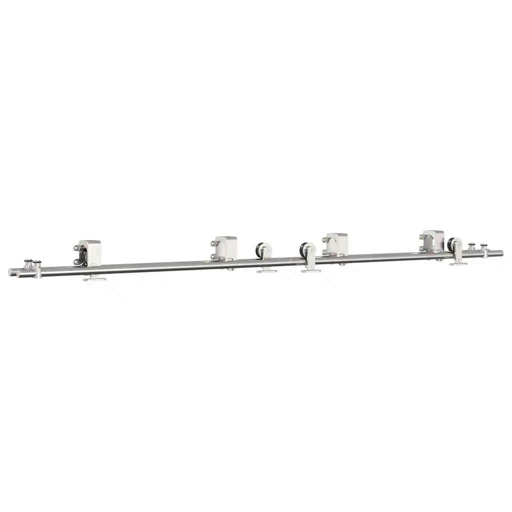 Kit Binari Porta Scorrevole 200 cm Acciaio Inossidabile Argento