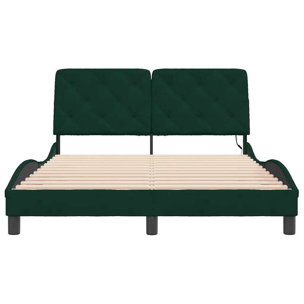 Giroletto con LED senza Materasso-Struttura Letto Verde Scuro 120x200 cm in Velluto