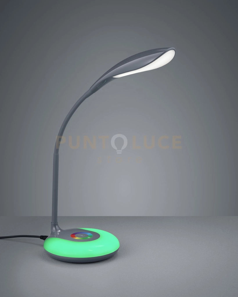KRAIT LAMPADA DA STUDIO LED 3,5W 300lm, 3000K ANTRACITE CON BASE LUMINOSA RGB E DIFFUSORE FLESSIBILE CON 4 REGOLAZIONI INTENSITA' TOUCH H. 34CM