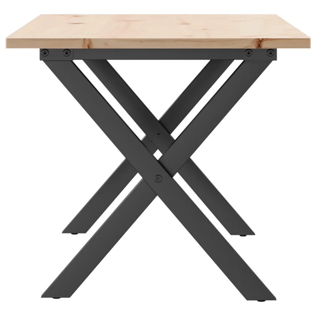 Tavolino Salotto Telaio a X 100x50x45 cm Legno Pino e Acciaio