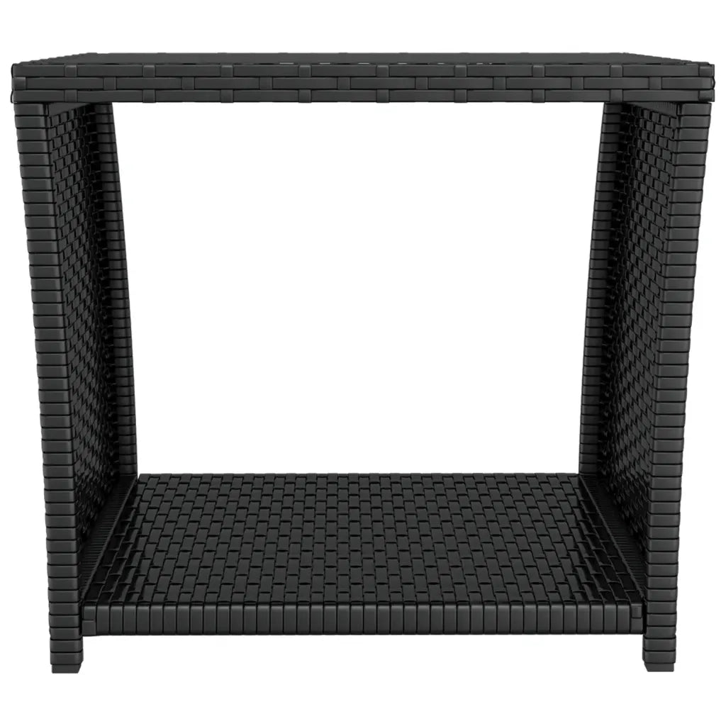 Tavolino da Giardino | Tavolino con Piano Vetro Nero in Polyrattan e Vetro Temperato