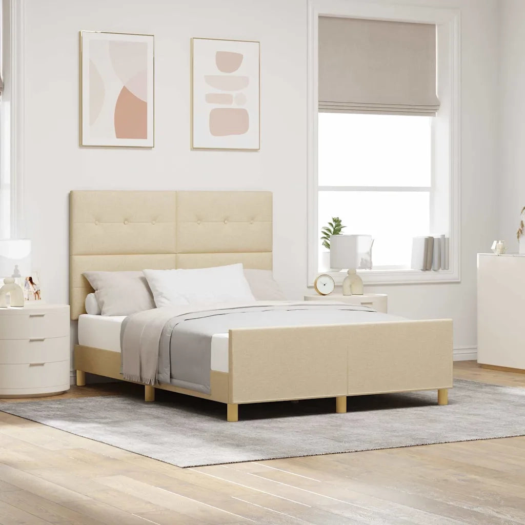 Struttura del letto con testiera Crema 160 x 200 cm Tessuto