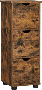 VASAGLE Mobile da bagno, armadio a 3 cassetti, armadio a 3 livelli, 30 x 30 x 80 cm, per bagno, soggiorno, camera da letto, cucina, marrone, rustico, BBK150 x 01