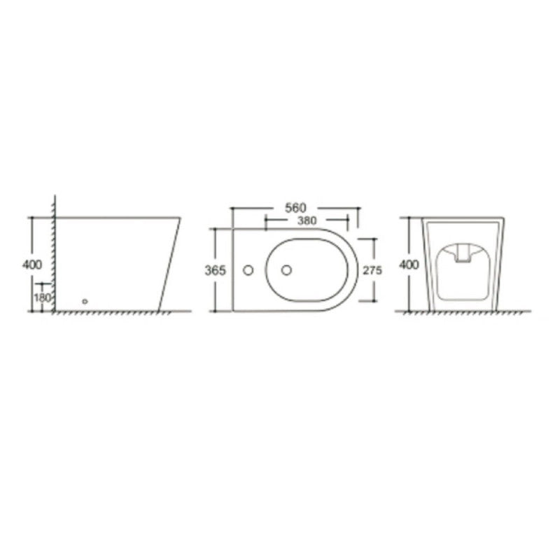 Bidet a pavimento YJ-1380FMW bianco opaco smaltato 36.5x56x40 cm.