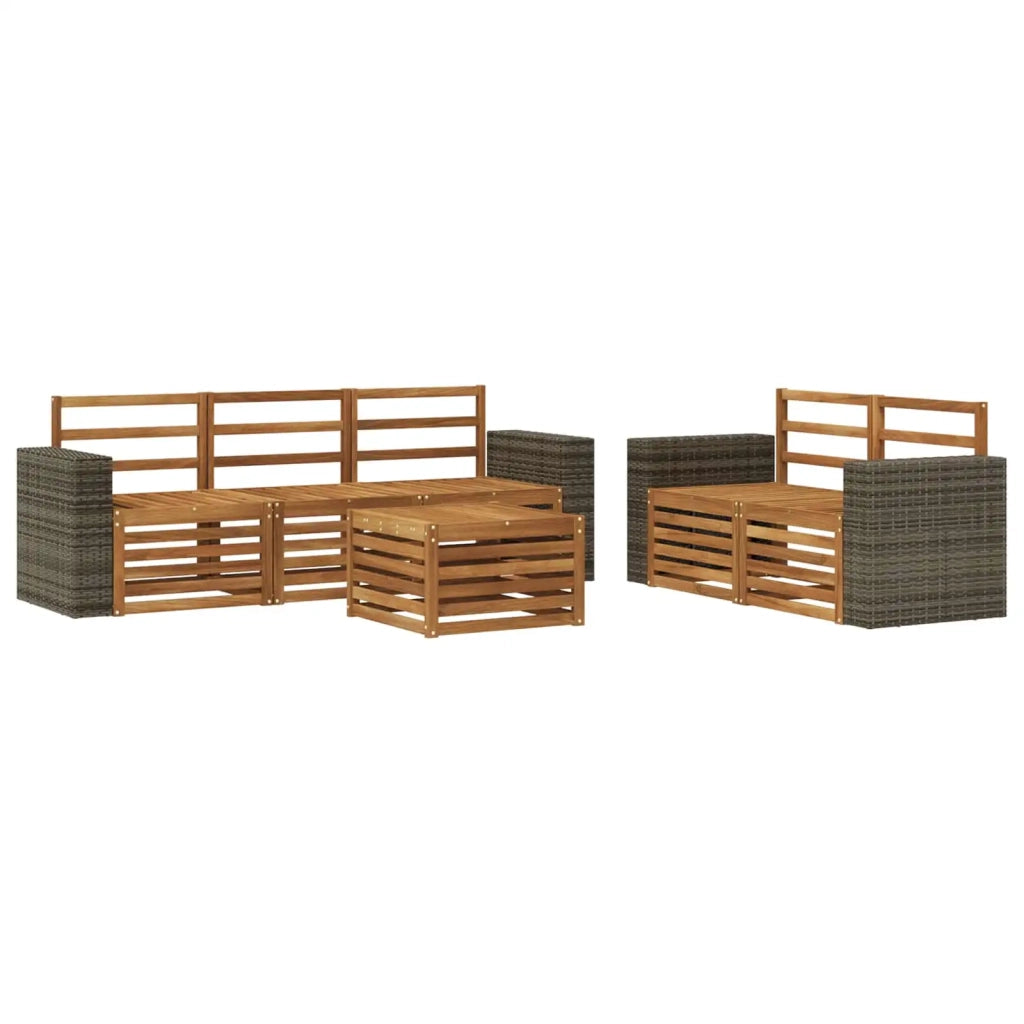 Set di divani da esterno 6 pz Naturale Legno di Acacia Massello 3384035
