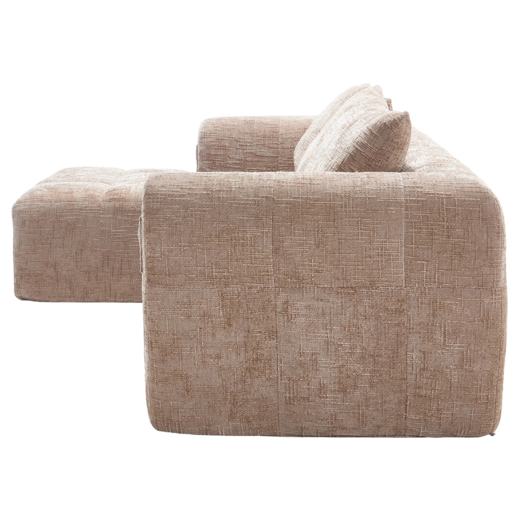 Divano con chaise longue 250x158x60 cm; senza installazione; con cuscini sfoderabili in chenille kaki