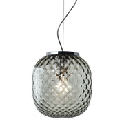 OBAN Sospensione Cromo con Vetro Balloton Petrolio E27 IP20 - Lampada di Design Elegante - Struttura in Metallo e Vetro Soffiato
