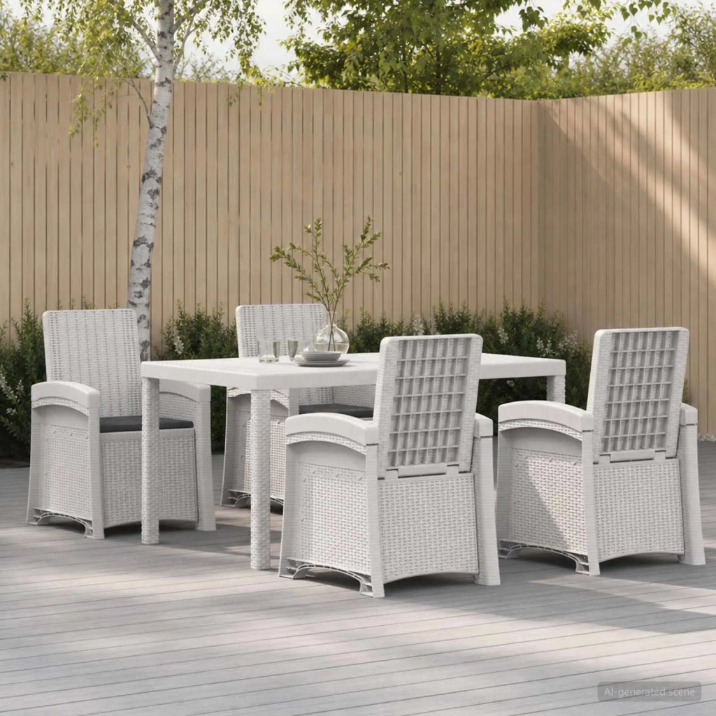 Set da Pranzo per Giardino 5 pz Bianco e Antracite PP 3430128