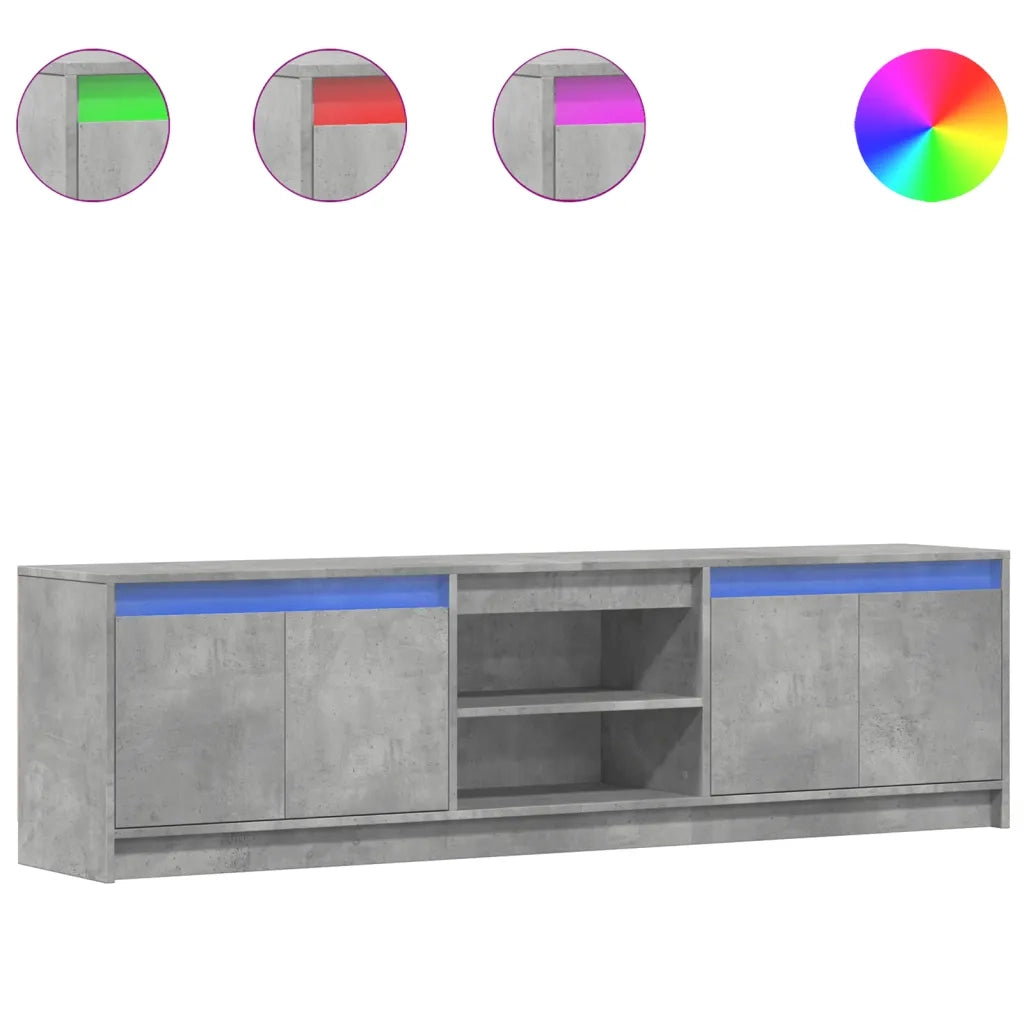 Mobile Porta TV con LED-Credenza per TV Grigio Cemento 180x34x50cm Truciolato 771538