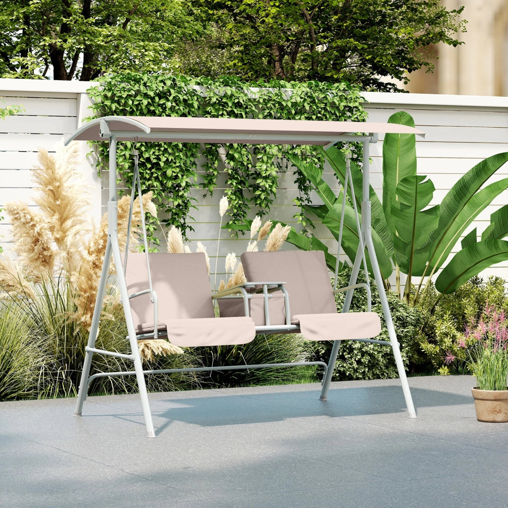 Altalena da giardino 2 posti con tettoia ¨C zephmum ¨C beige 175x112x158 cm