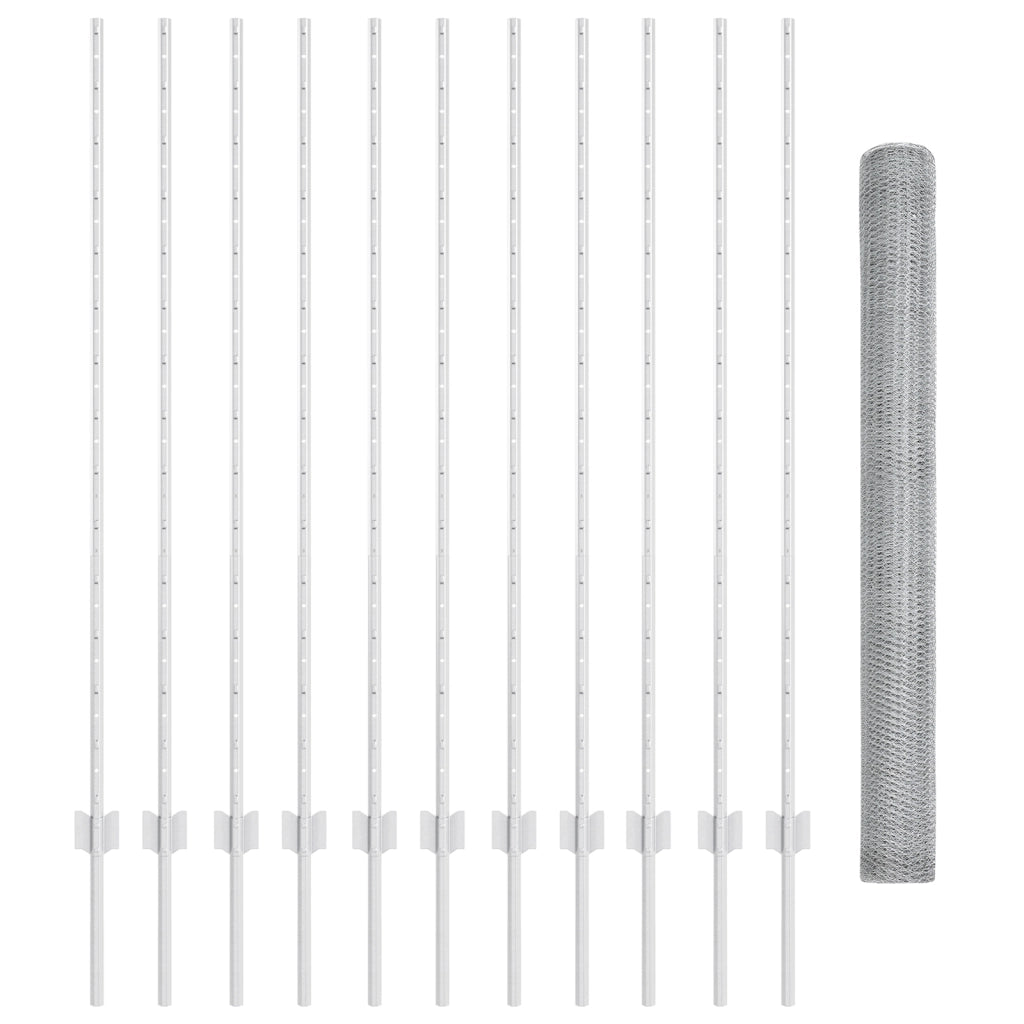 Posti per Recinzione  22 pcs U-Channel 140 cm Acciaio Galvanizzato