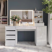 Tavolo da toeletta Sherry, Bianco/bianco lucido, 158.2 cm 3 parti