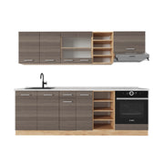 Vicco Cucina componibile Grigio nobile/rovere dorato 240 cm , PL Marmo
