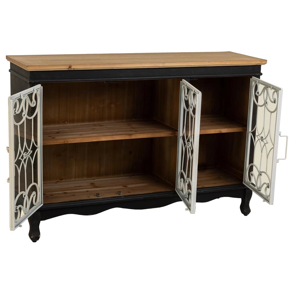 Credenza in legno e metallo nero 120x36x80,5h