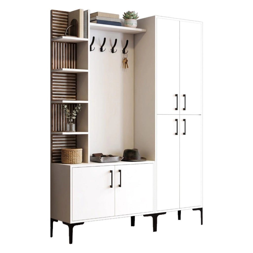 Chiuro, Mobile da Ingresso Appendiabiti, 150x35x200h cm Bianco