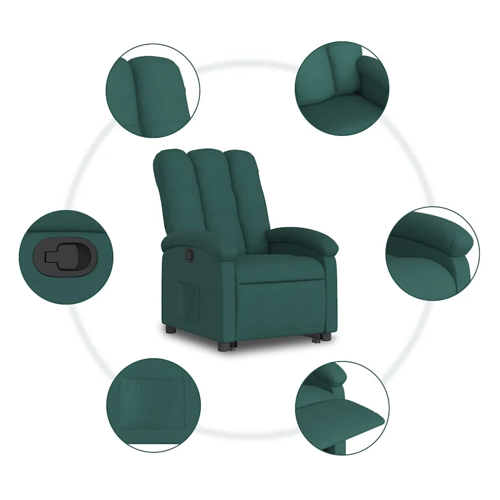 Divano Sedia-Poltrona Alzapersona Reclinabile Verde Scuro in Tessuto 134380