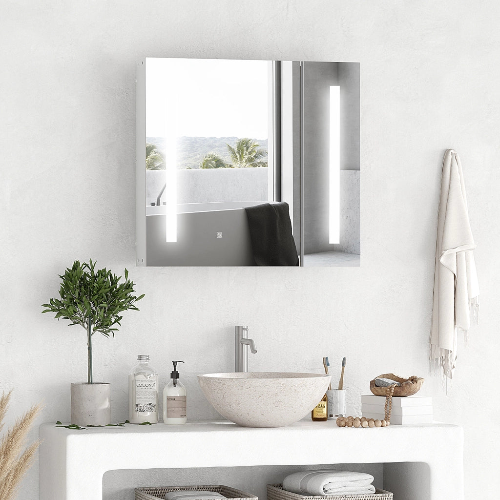 Specchio con Luce LED per Bagno ¨C zephmum ¨C Bianco 70x15x65cm