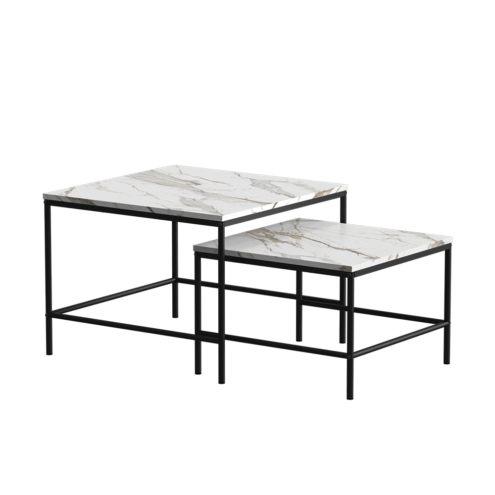 Vicco Tavolino da divano Bianco/nero 60 x 60 cm 2 parti