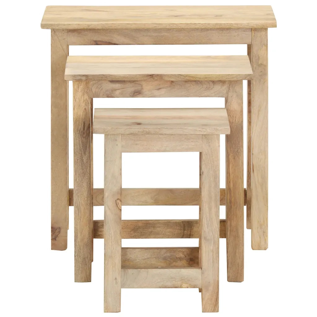 Tavolini Impilabili 3 pz in Legno Massello di Mango cod mxl 19789