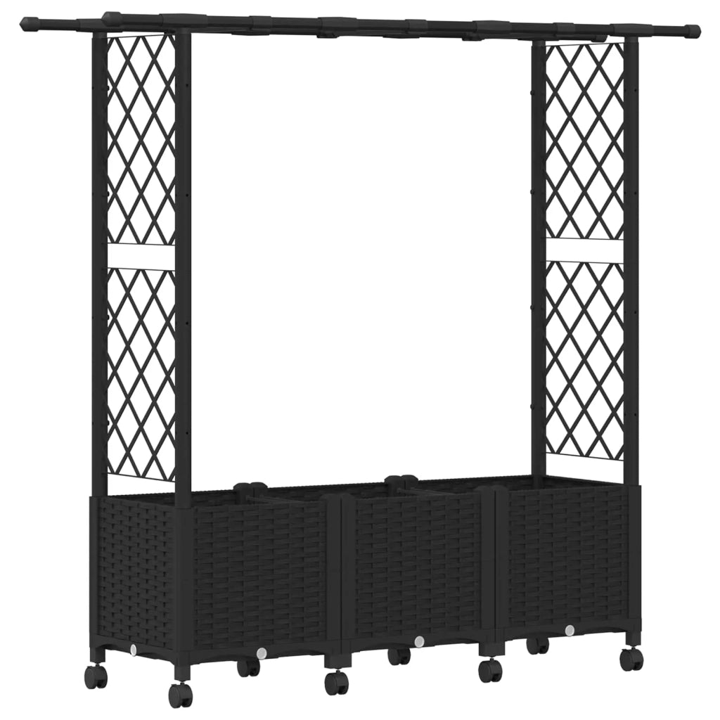 Letto Rialzato con Griglia e Tetto Nero 162,5 x 40 x 142 cm PP 3423117
