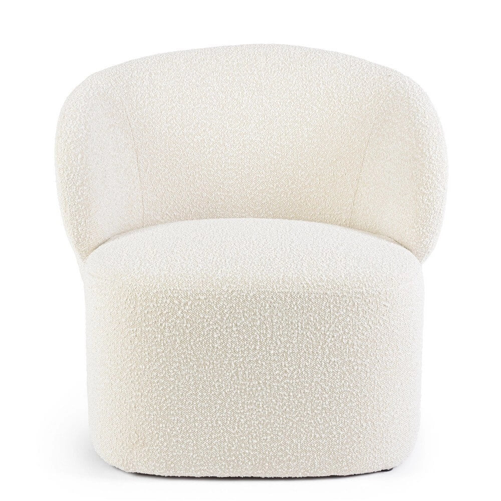 Poltrona Imbottita in Tessuto Bouclé Design Arrotondato - RENATA