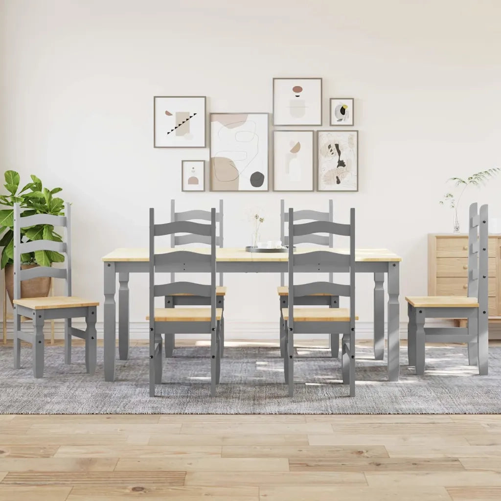 Set da Pranzo 7 pz PANAMA Grigio in Legno Massello di Pino 3345213