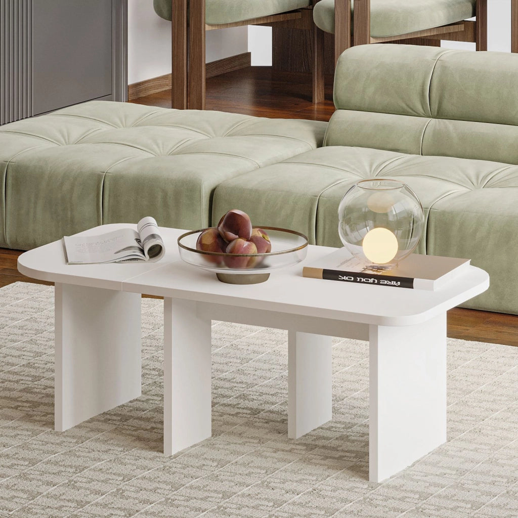 Set di tavolini in legno "Iris" - 90 x 45 x 35 cm - Bianco