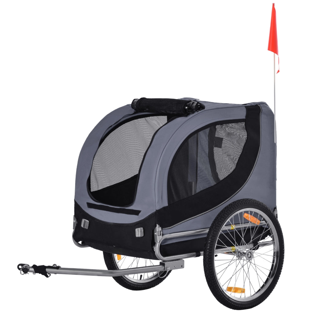 Rimorchio Bici per Cani ¨C zephmum ¨C Grigio e Nero, 130x73x90 cm