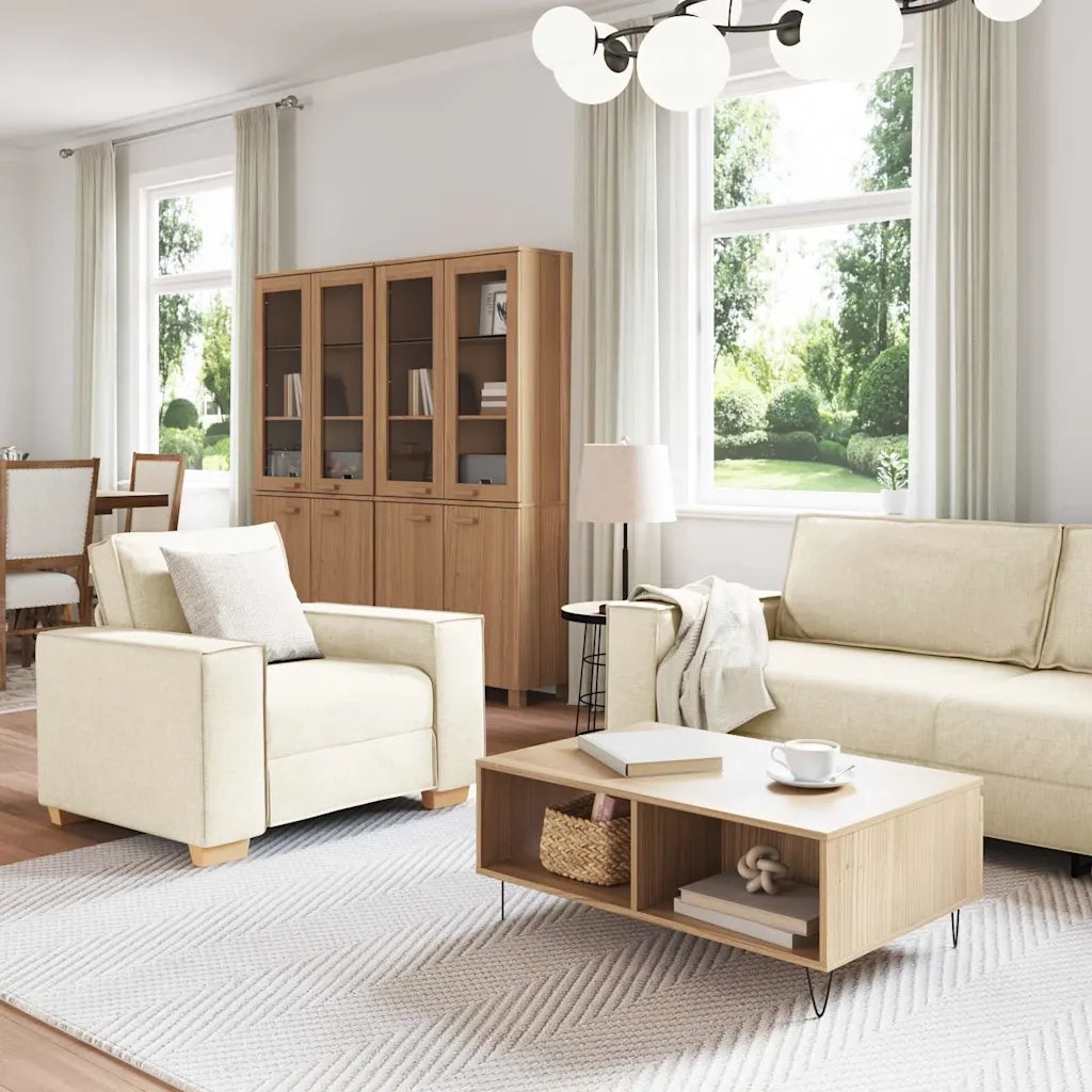 Set di divani 3 pcs Beige 220 x 80 x 84 cm Tessuto misto lino 3324604